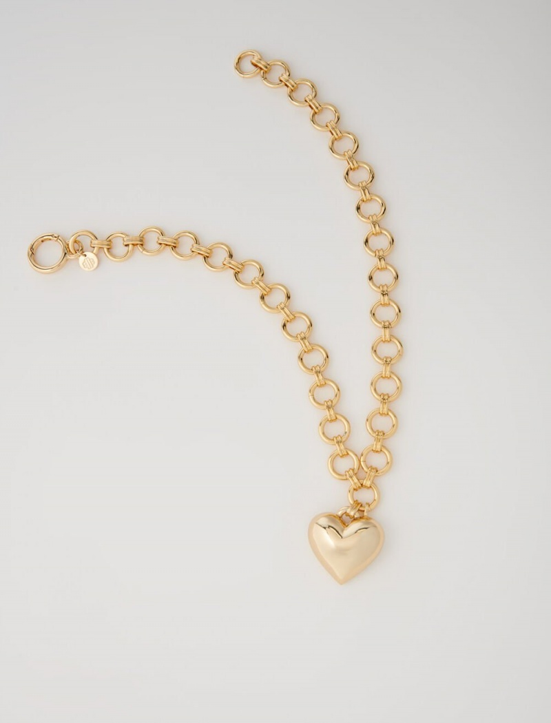 Maje Gold Heart Necklace Gull | Norge_M44982