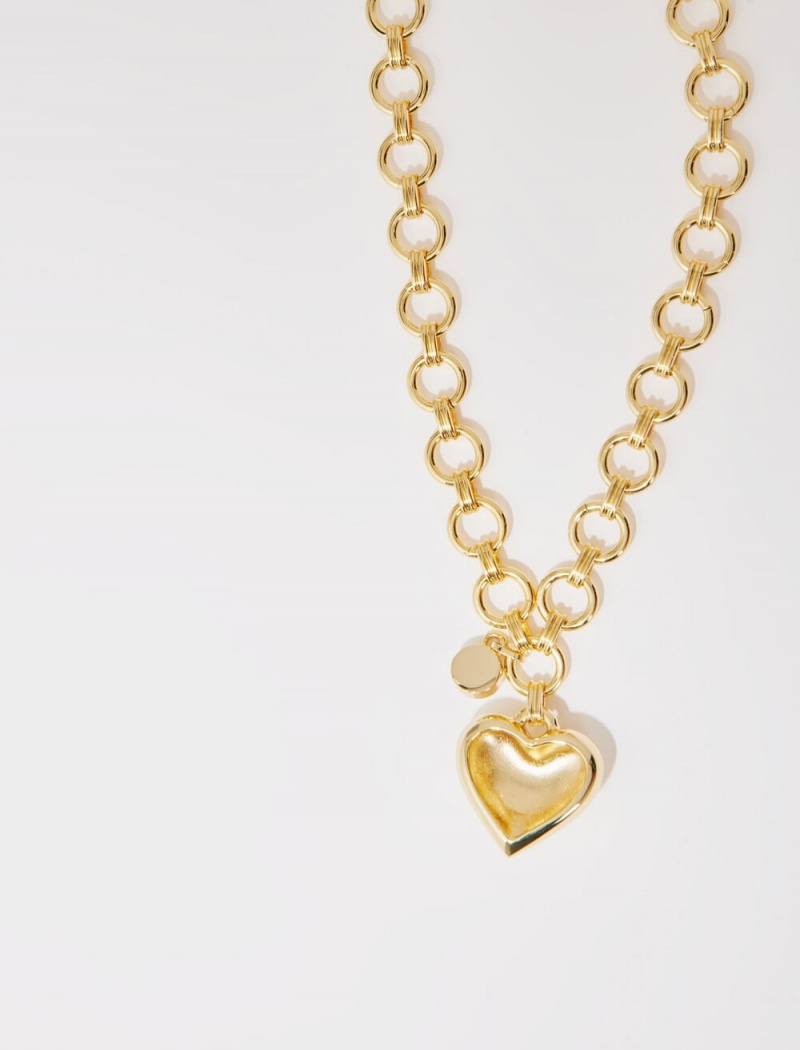 Maje Gold Heart Necklace Gull | Norge_M44982