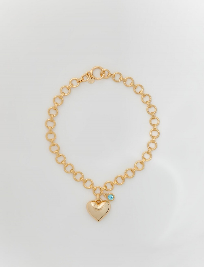 Maje Gold Heart Necklace Gull | Norge_M44982