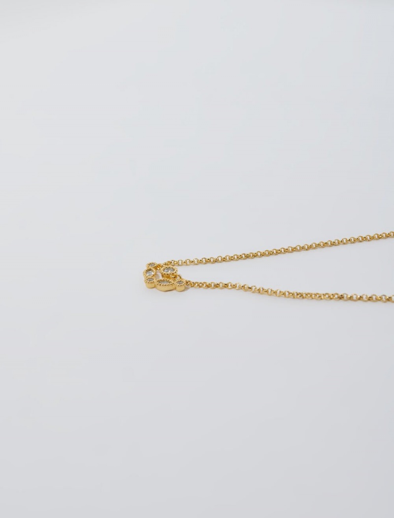 Maje Gold-tone Necklace With Rhinestones Gull | Norge_M31544