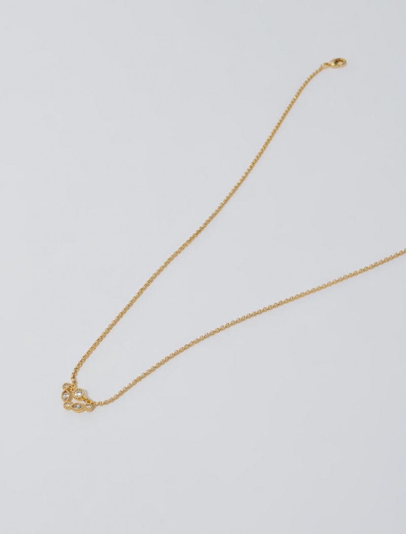 Maje Gold-tone Necklace With Rhinestones Gull | Norge_M31544