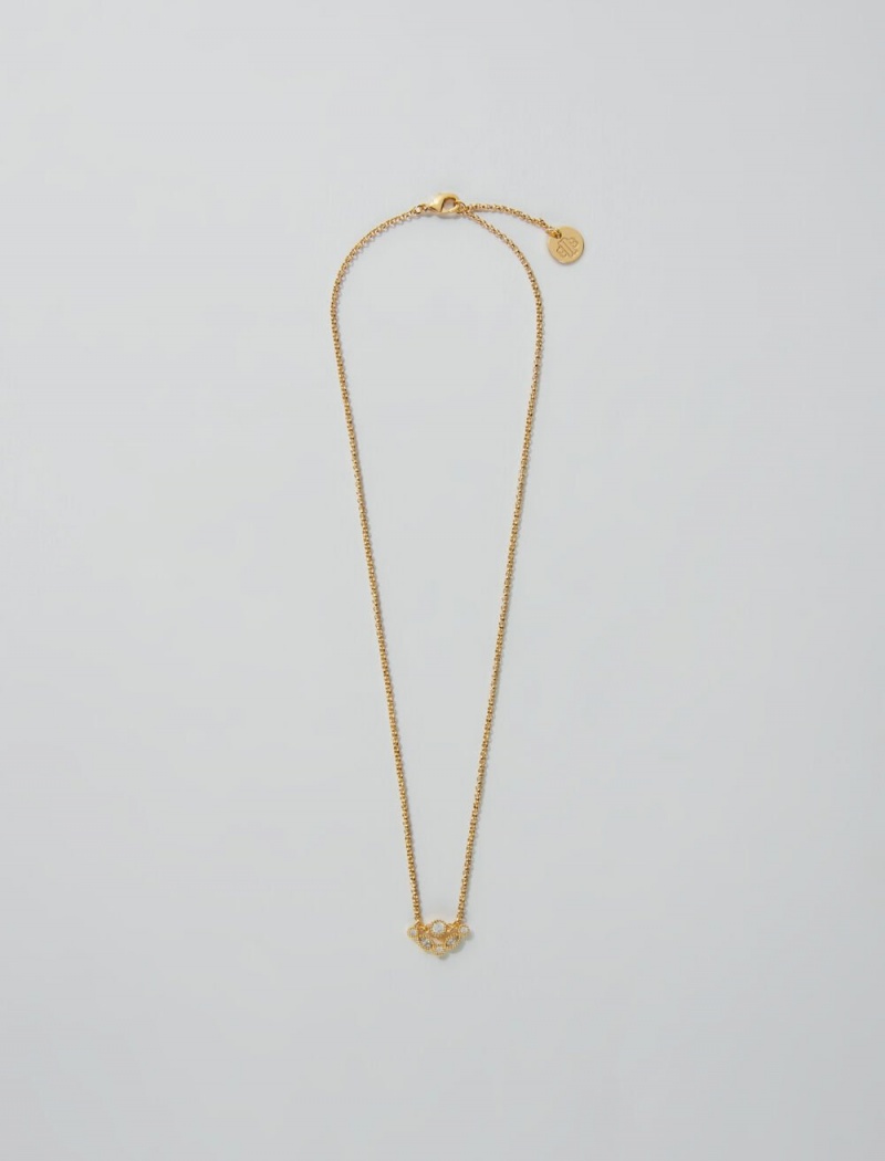 Maje Gold-tone Necklace With Rhinestones Gull | Norge_M31544