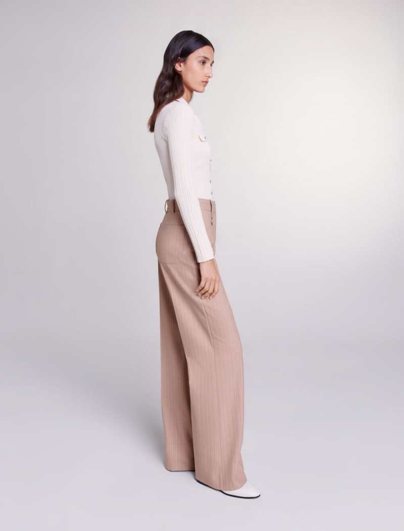 Maje High-waisted Trousers Beige | Norge_M15439