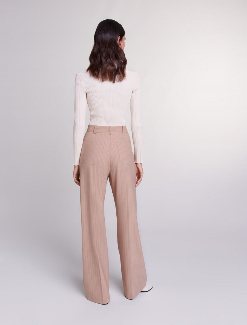 Maje High-waisted Trousers Beige | Norge_M15439