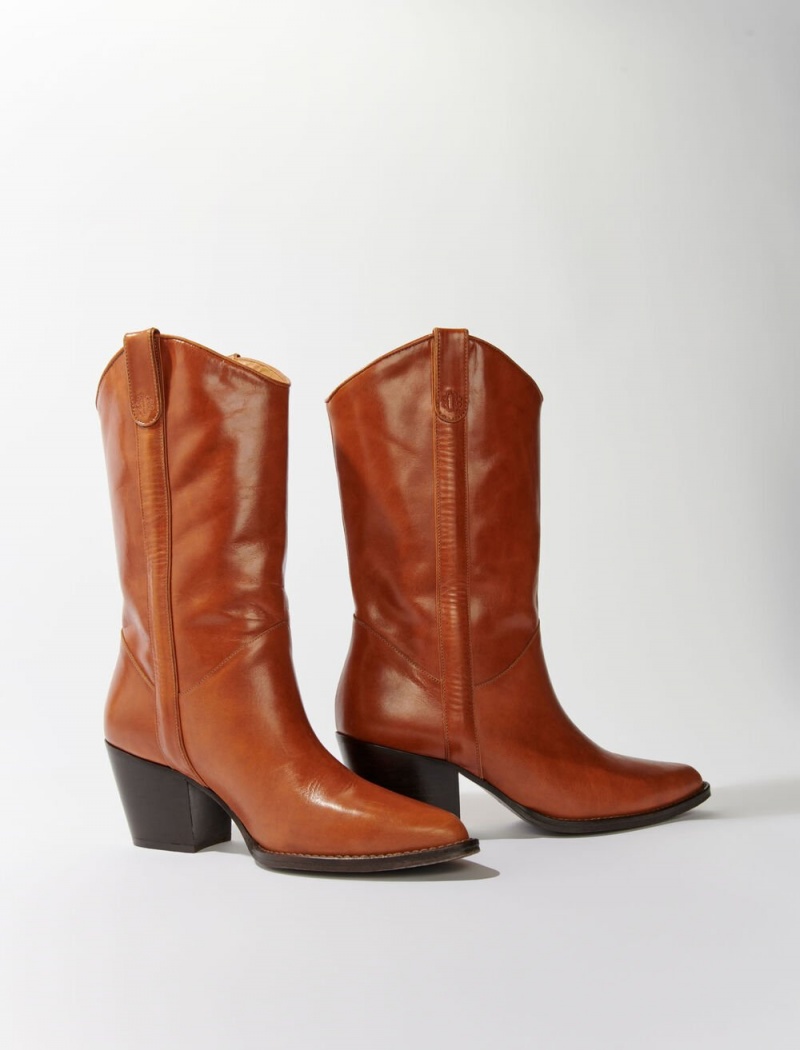 Maje Hælene Lær Boots Camel | Norge_M96230