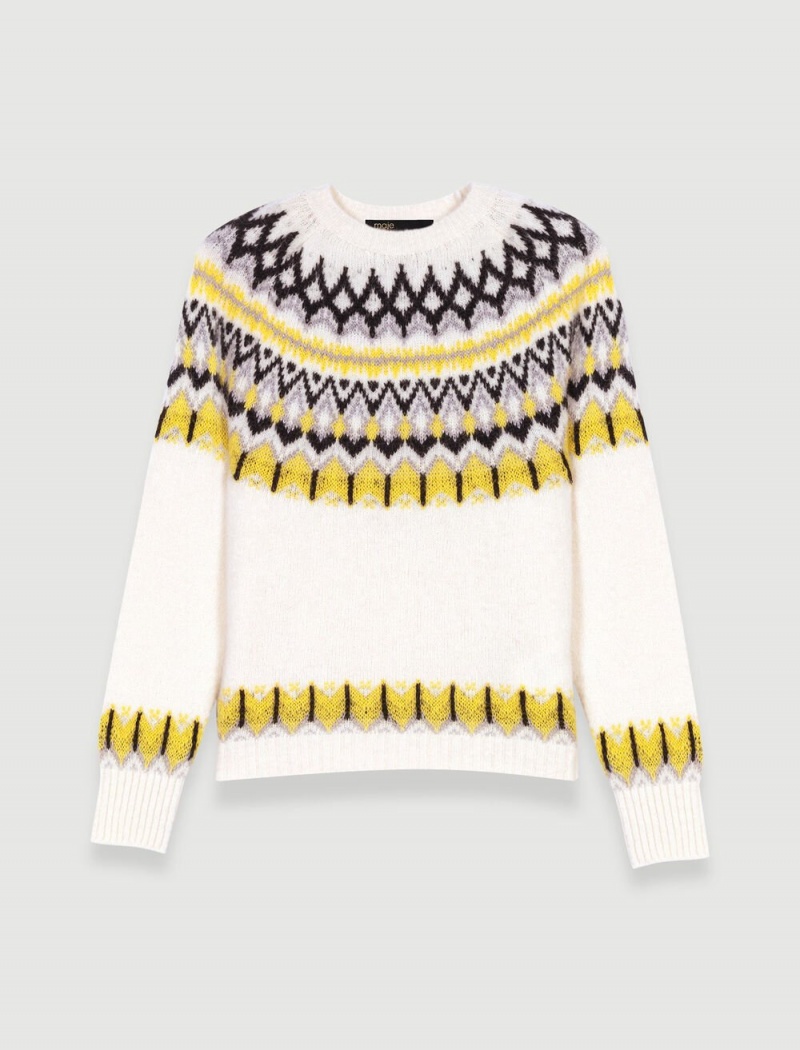 Maje Jacquard Ull Jumper Gul | Norge_M14871