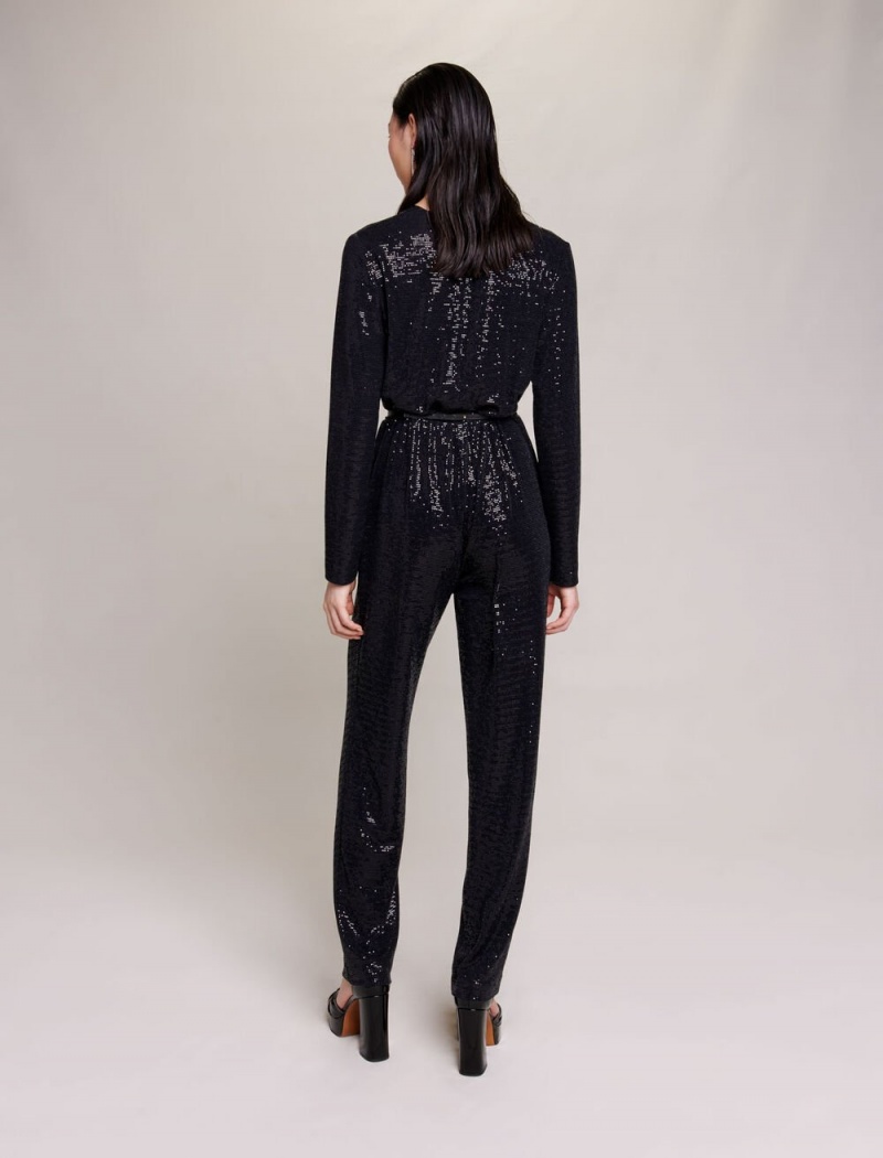 Maje Jumpsuit With Sequins Svarte | Norge_M62442