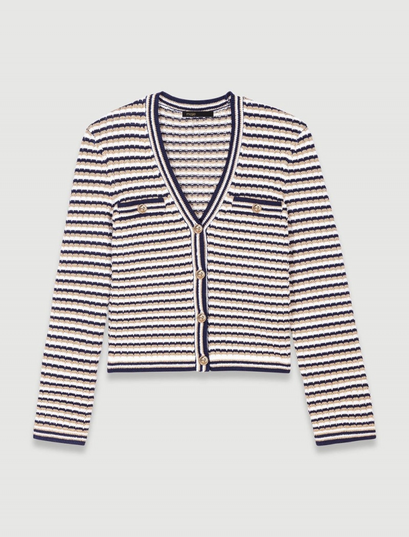 Maje Knit Cardigan Marineblå Gull | Norge_M85874