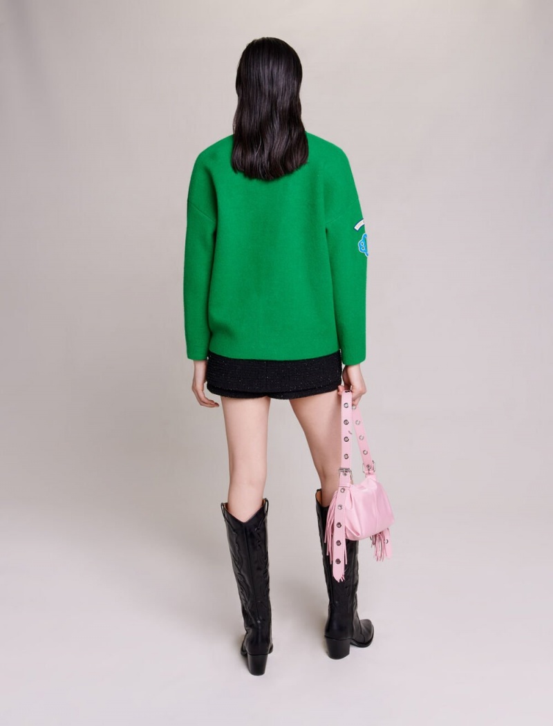 Maje Knit Cardigan Vert Gazon | Norge_M64965