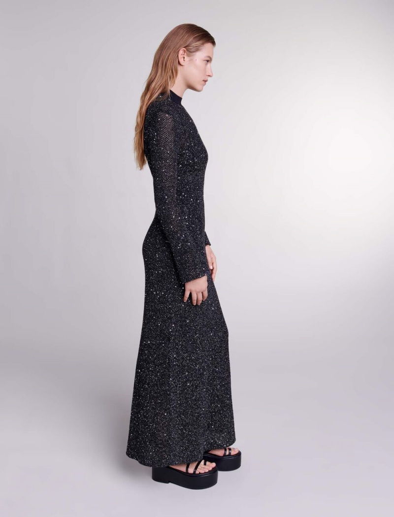 Maje Knit Maxi Svarte | Norge_M89980