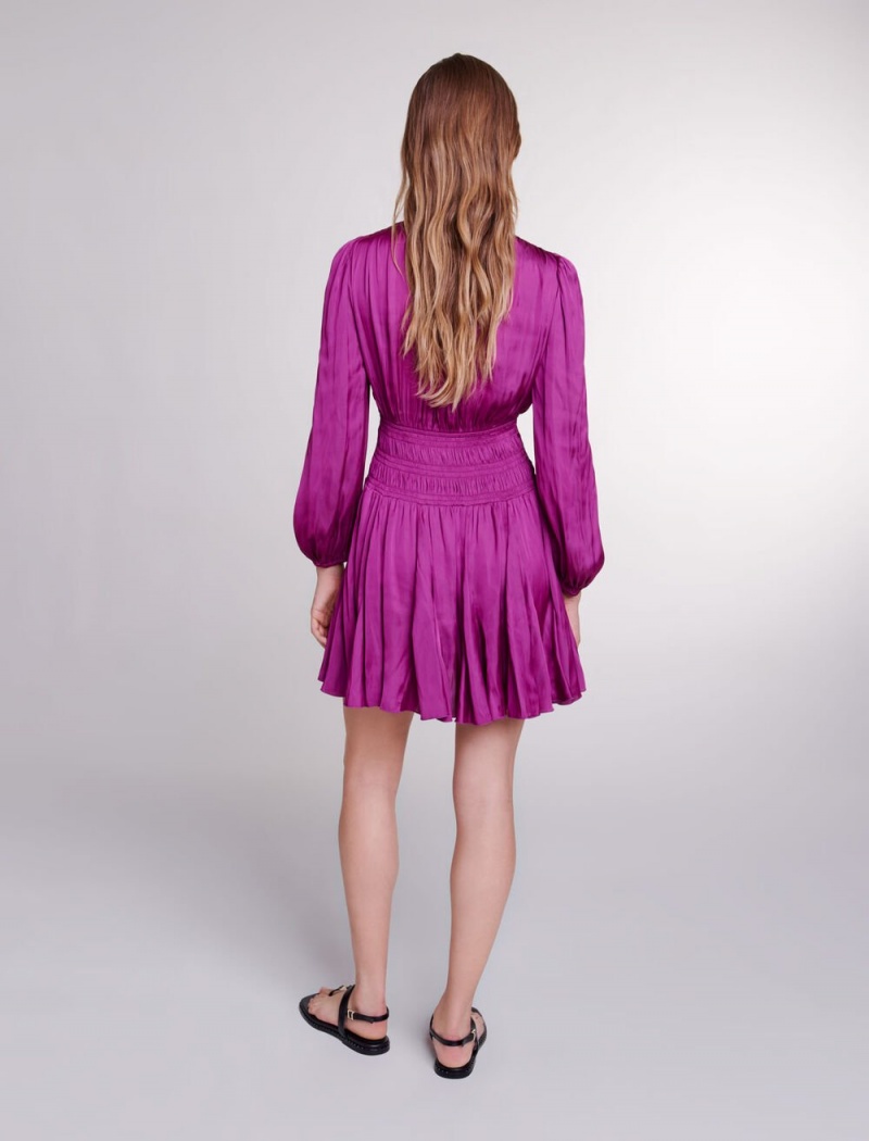 Maje Kort Satin-look Fuchsia Rosa | Norge_M62603