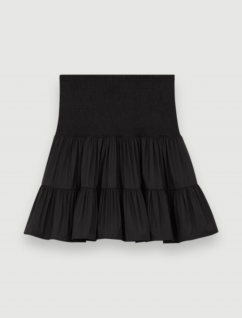 Maje Kort With Smocking And Ruffles Svarte | Norge_M26362