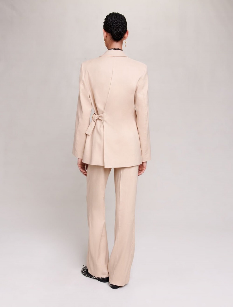 Maje Linen Blend Blazer Beige | Norge_M77263