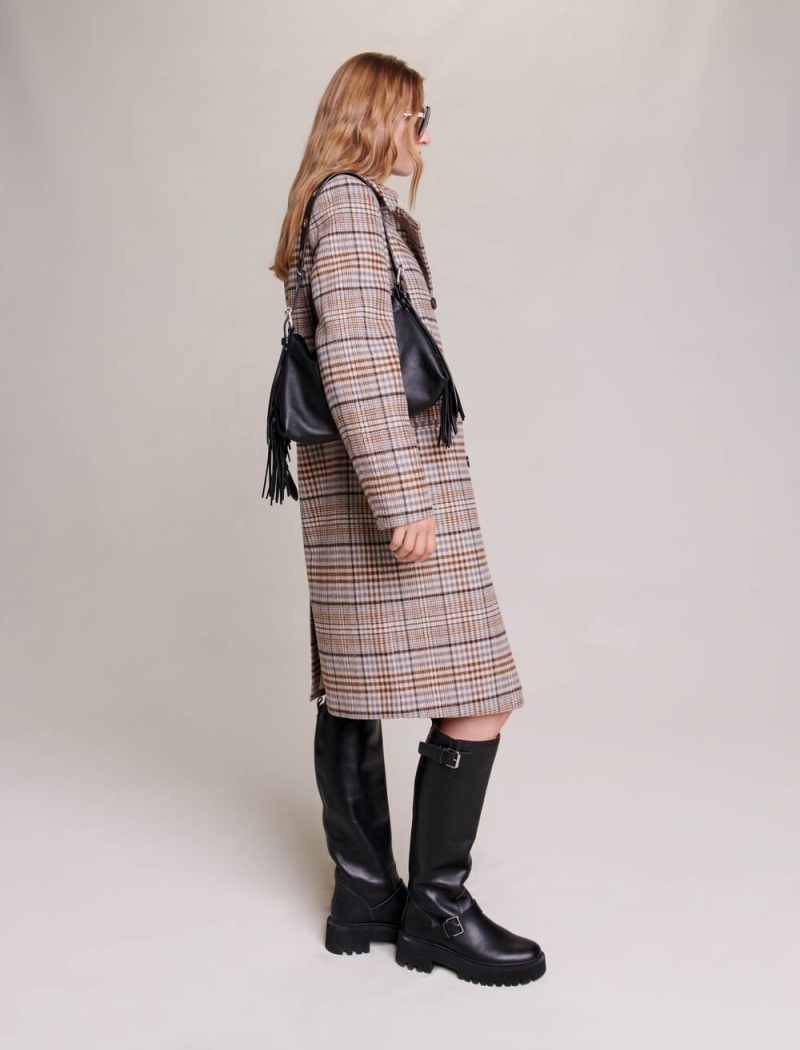 Maje Long Checked Beige | Norge_M65777