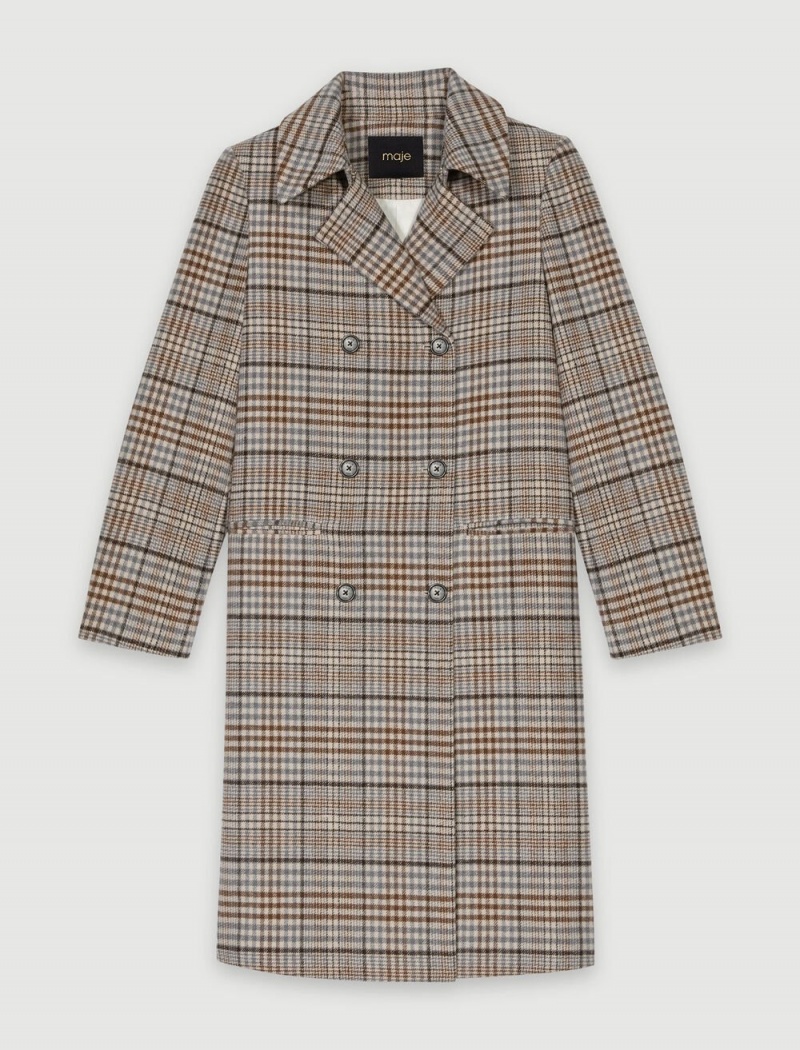 Maje Long Checked Beige | Norge_M65777