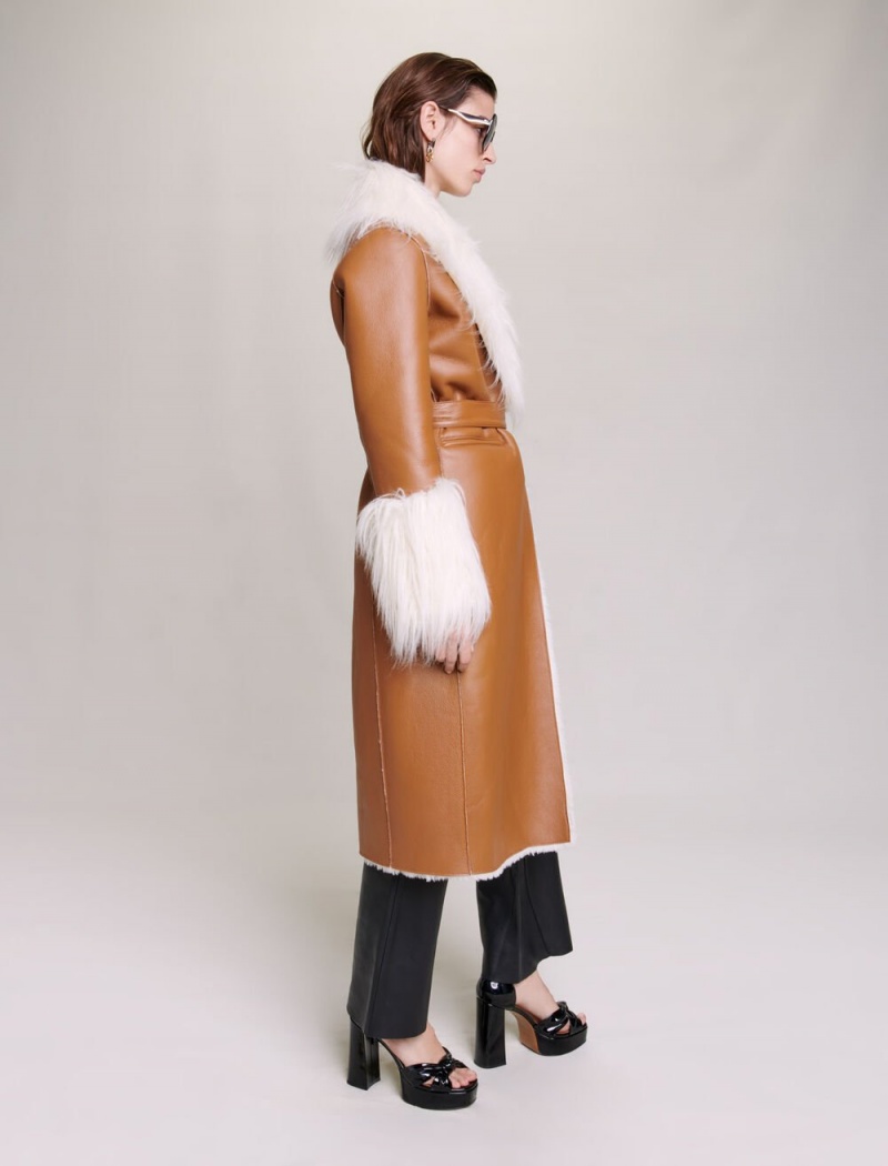 Maje Long Faux Fur Camel | Norge_M14330