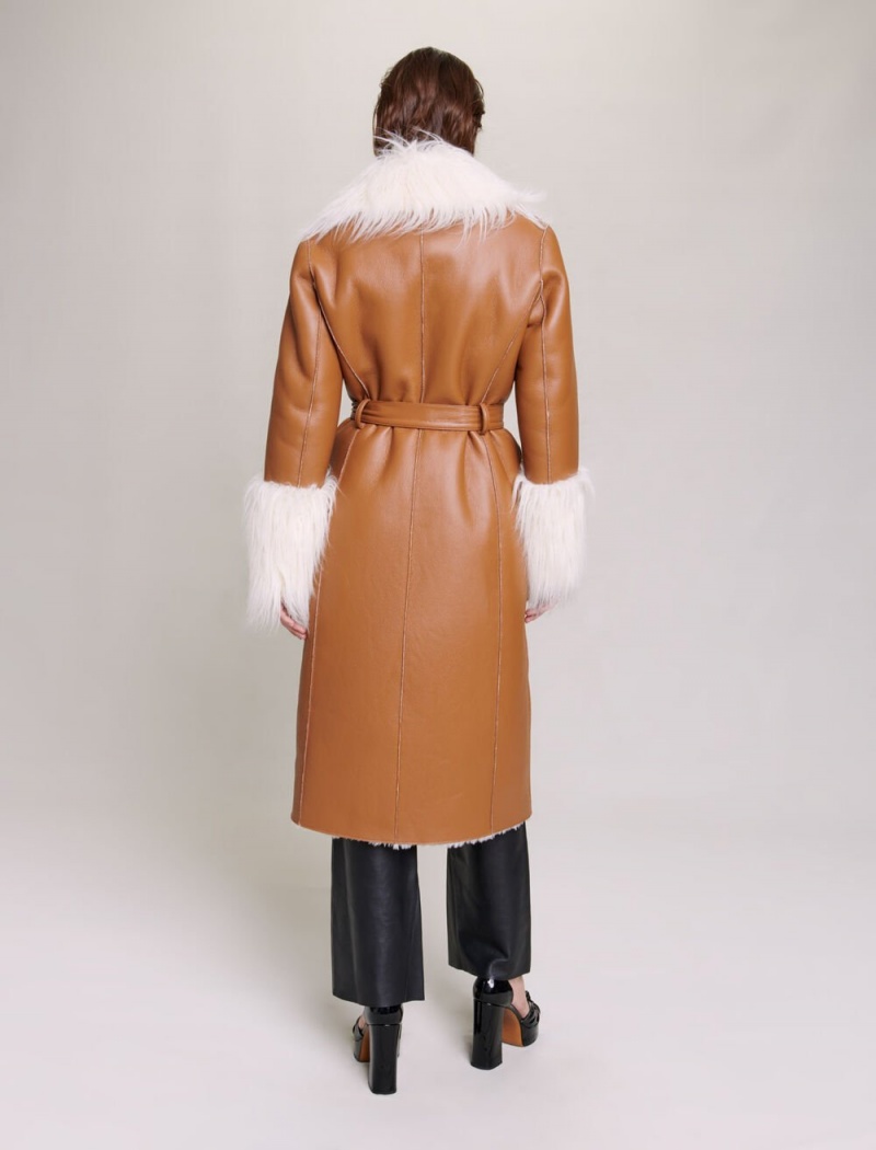 Maje Long Faux Fur Camel | Norge_M14330