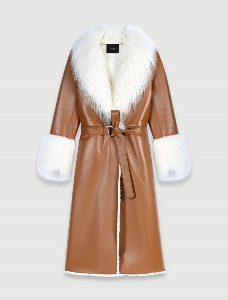 Maje Long Faux Fur Camel | Norge_M14330