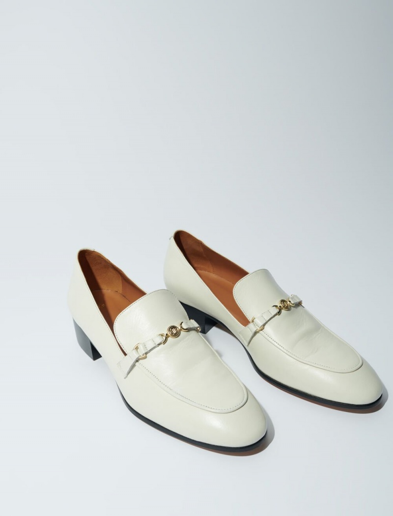 Maje Lær Loafers Ecru | Norge_M45005