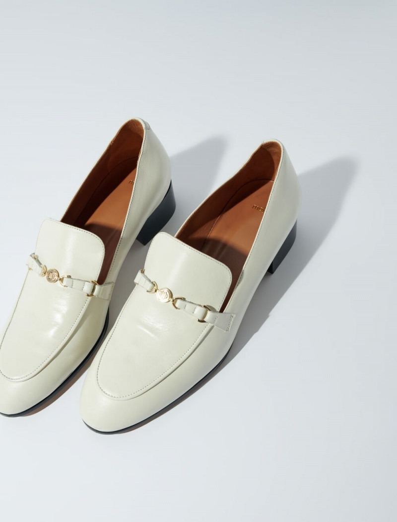 Maje Lær Loafers Ecru | Norge_M45005