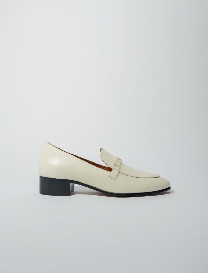 Maje Lær Loafers Ecru | Norge_M45005