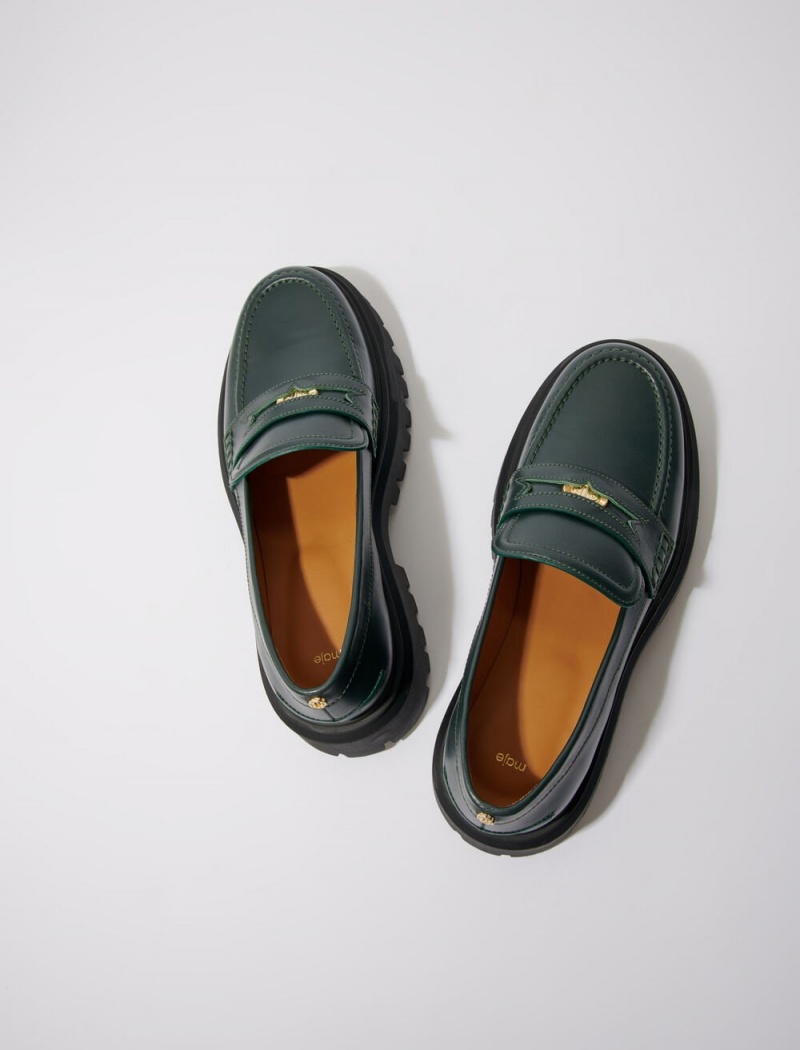 Maje Lær Platform Loafers Grønn | Norge_M61778