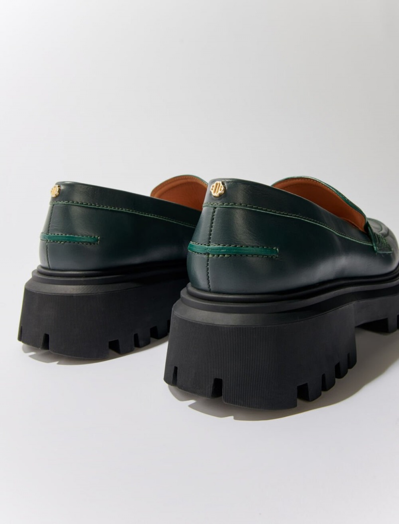 Maje Lær Platform Loafers Grønn | Norge_M61778