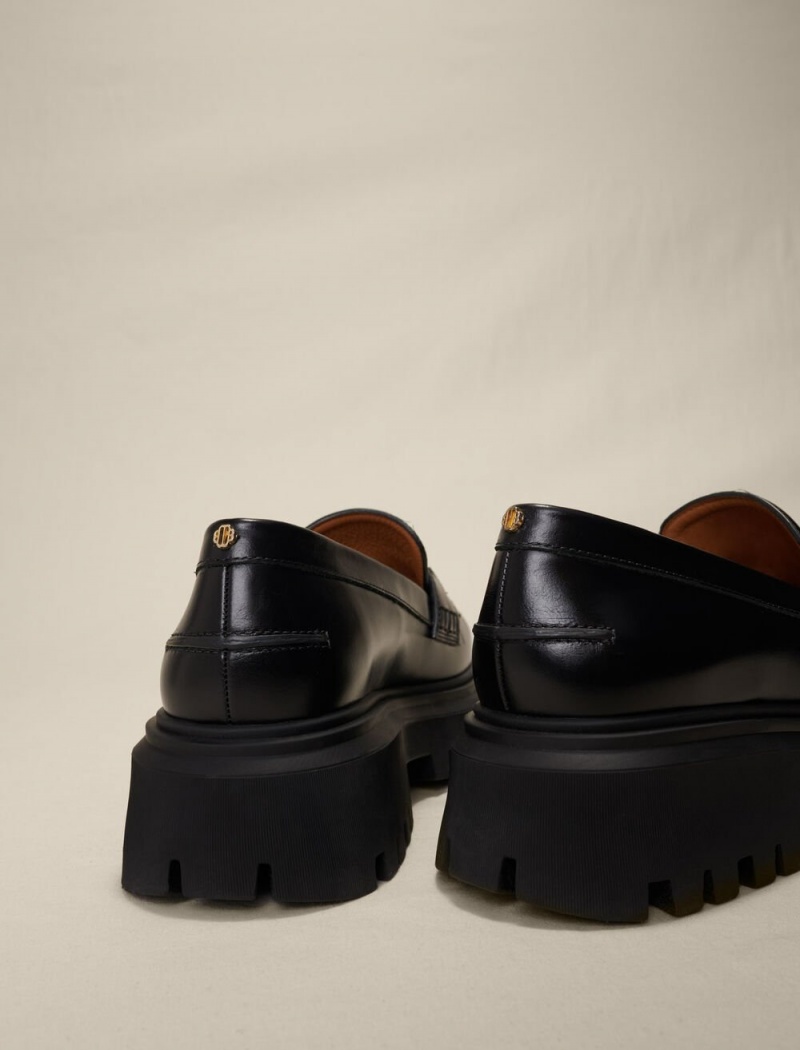 Maje Lær Platform Loafers Svarte | Norge_M81126