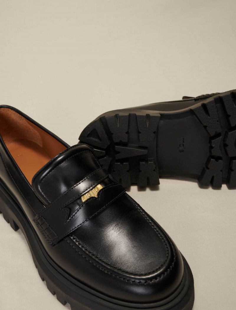 Maje Lær Platform Loafers Svarte | Norge_M81126