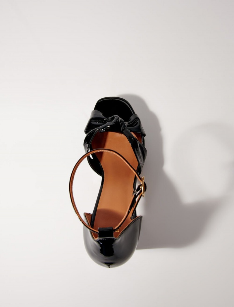 Maje Lær Platform Sandals Svarte | Norge_M28483