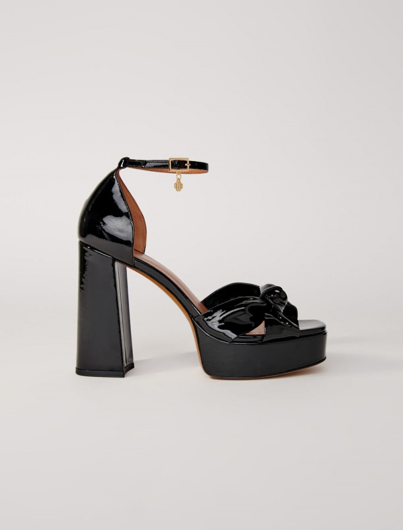 Maje Lær Platform Sandals Svarte | Norge_M28483