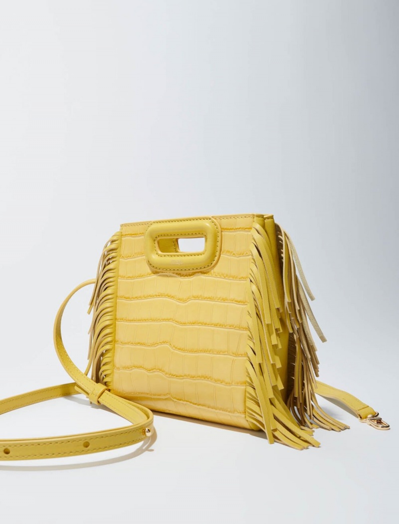 Maje Mini Embossed-leather With Chain Gul | Norge_M50615