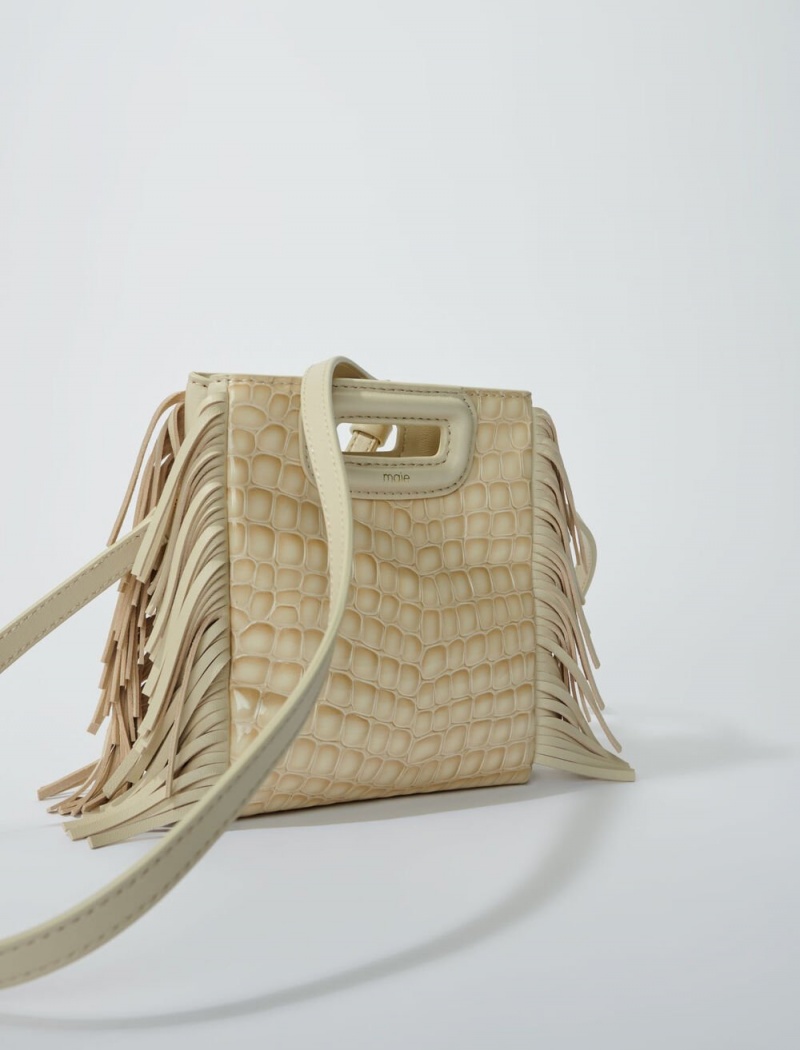 Maje Mock Croc Lær Mini Beige | Norge_M61663