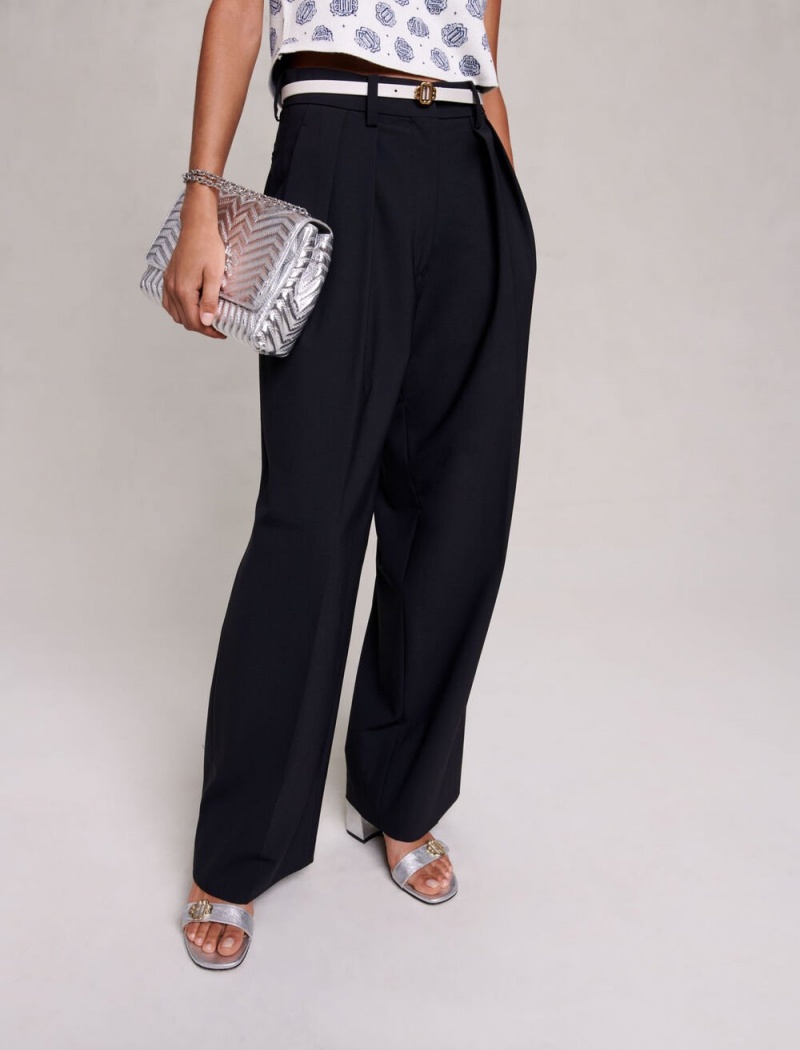 Maje Oversize Boyish Trousers Svarte | Norge_M89178