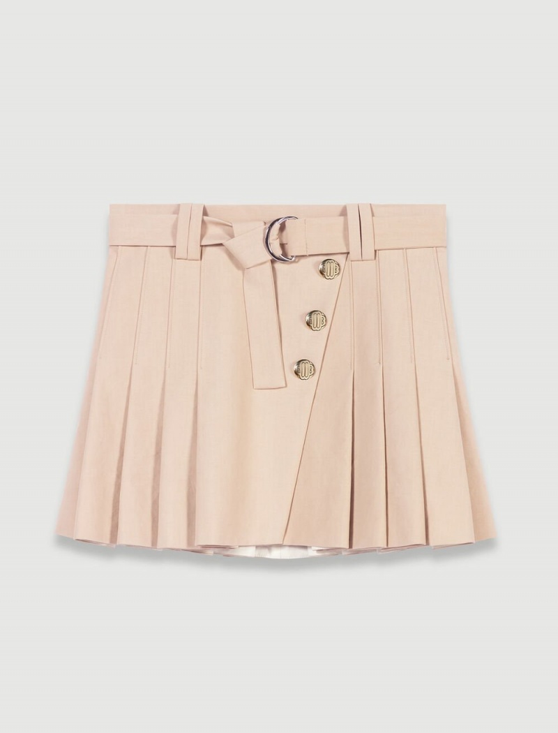 Maje Plissert Mini-skirt Beige | Norge_M35754