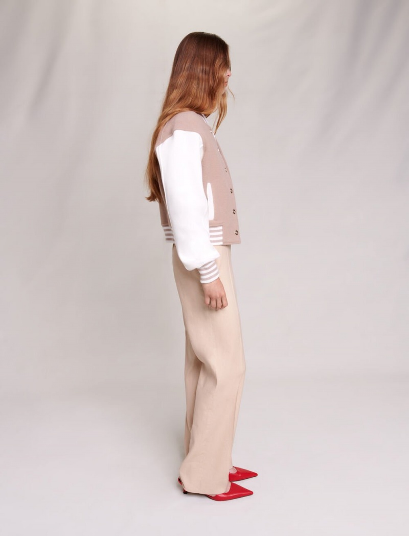 Maje Rett-fit Trousers Beige | Norge_M58380