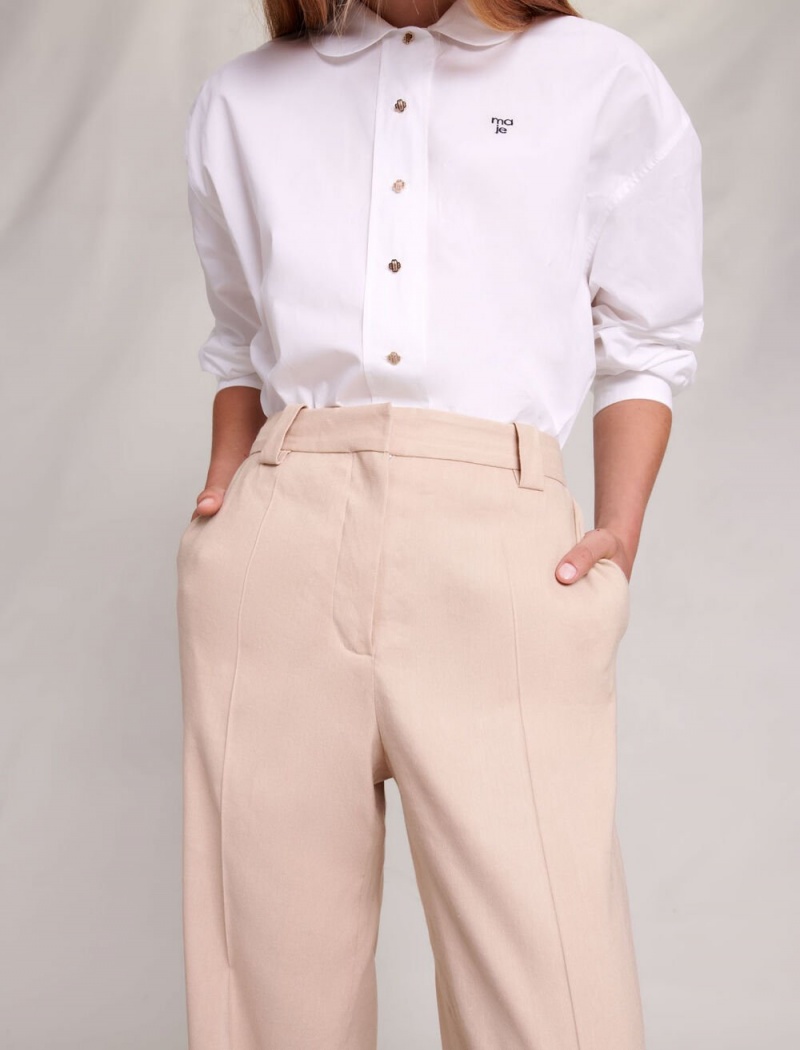 Maje Rett-fit Trousers Beige | Norge_M58380