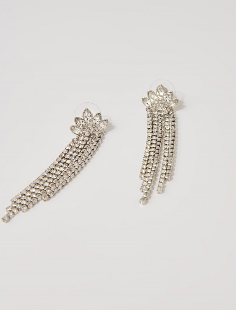 Maje Rhinestone Earrings Sølv | Norge_M79634