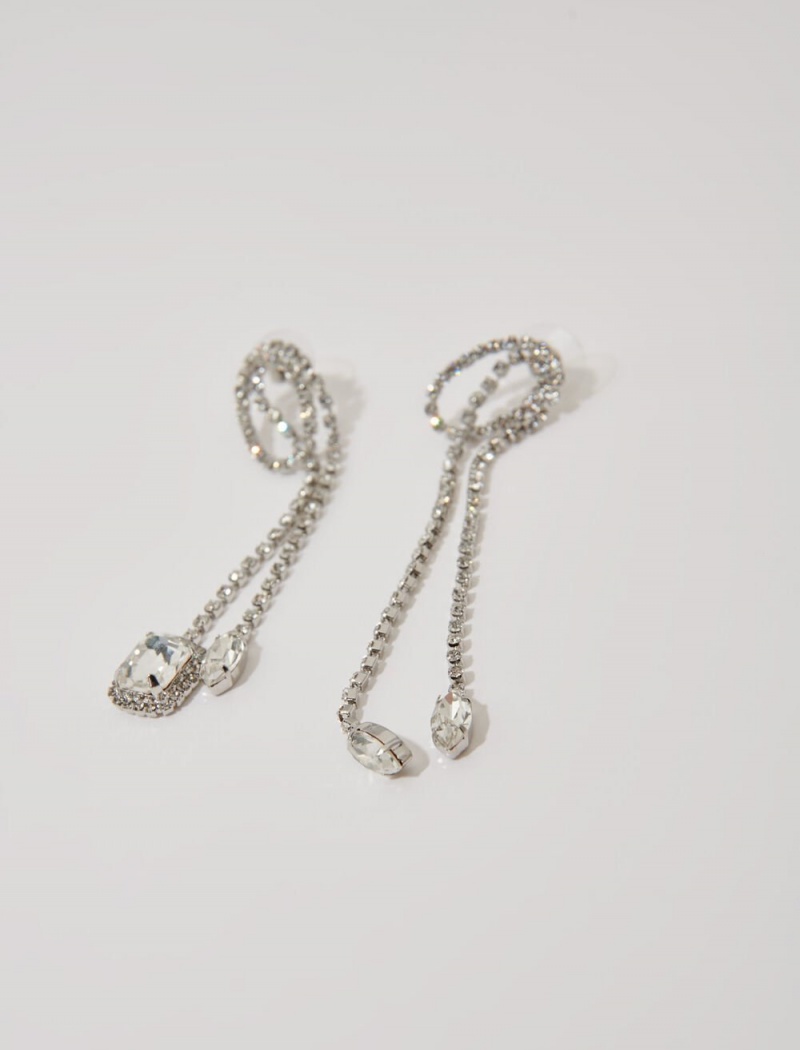 Maje Rhinestone Earrings Sølv | Norge_P57822