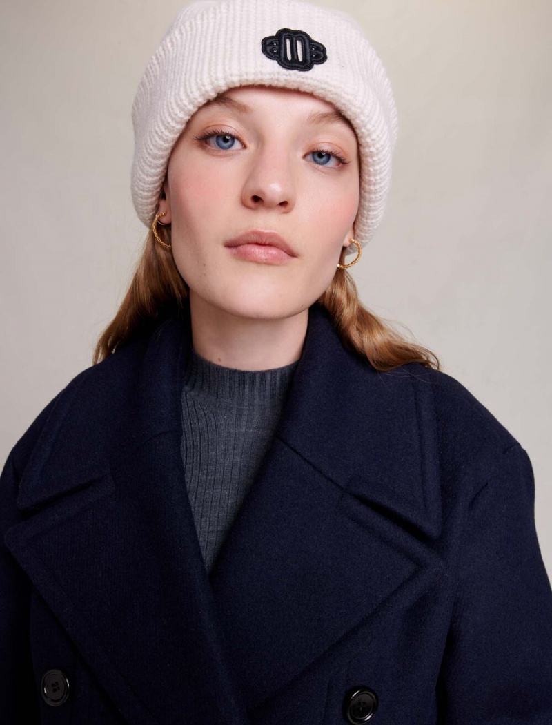 Maje Rib-knit Bonnet In Ull Blend Ecru | Norge_M95535