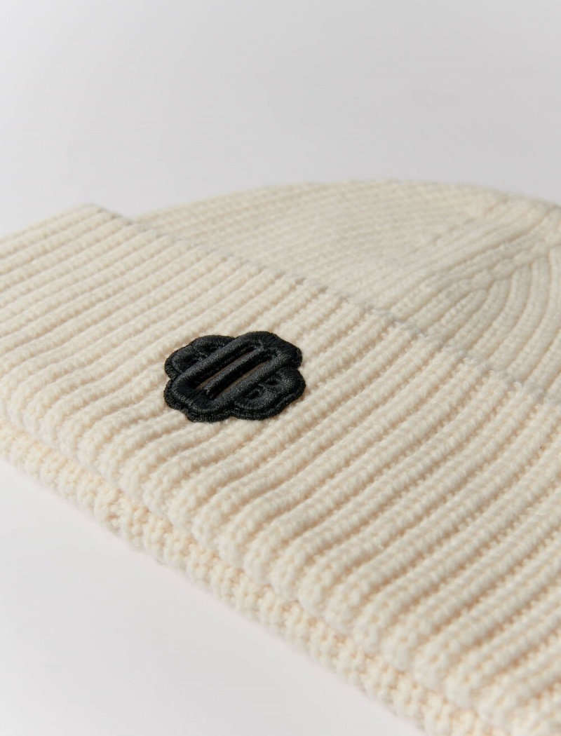 Maje Rib-knit Bonnet In Ull Blend Ecru | Norge_M95535