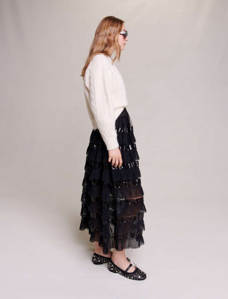 Maje Ruffled Maxi Svarte | Norge_M65963