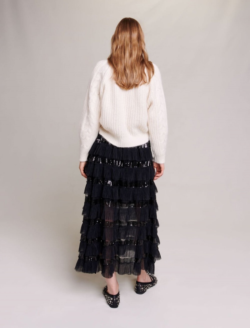 Maje Ruffled Maxi Svarte | Norge_M65963