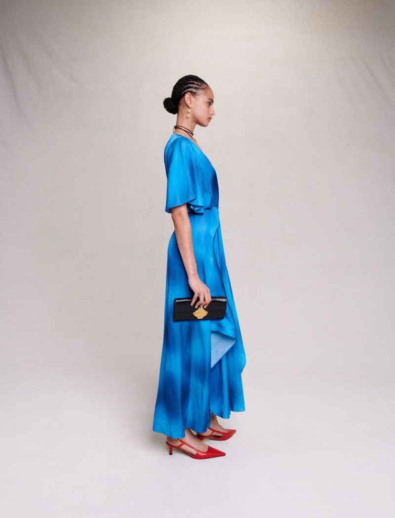 Maje Satin-look Maxi Blå | Norge_M47322