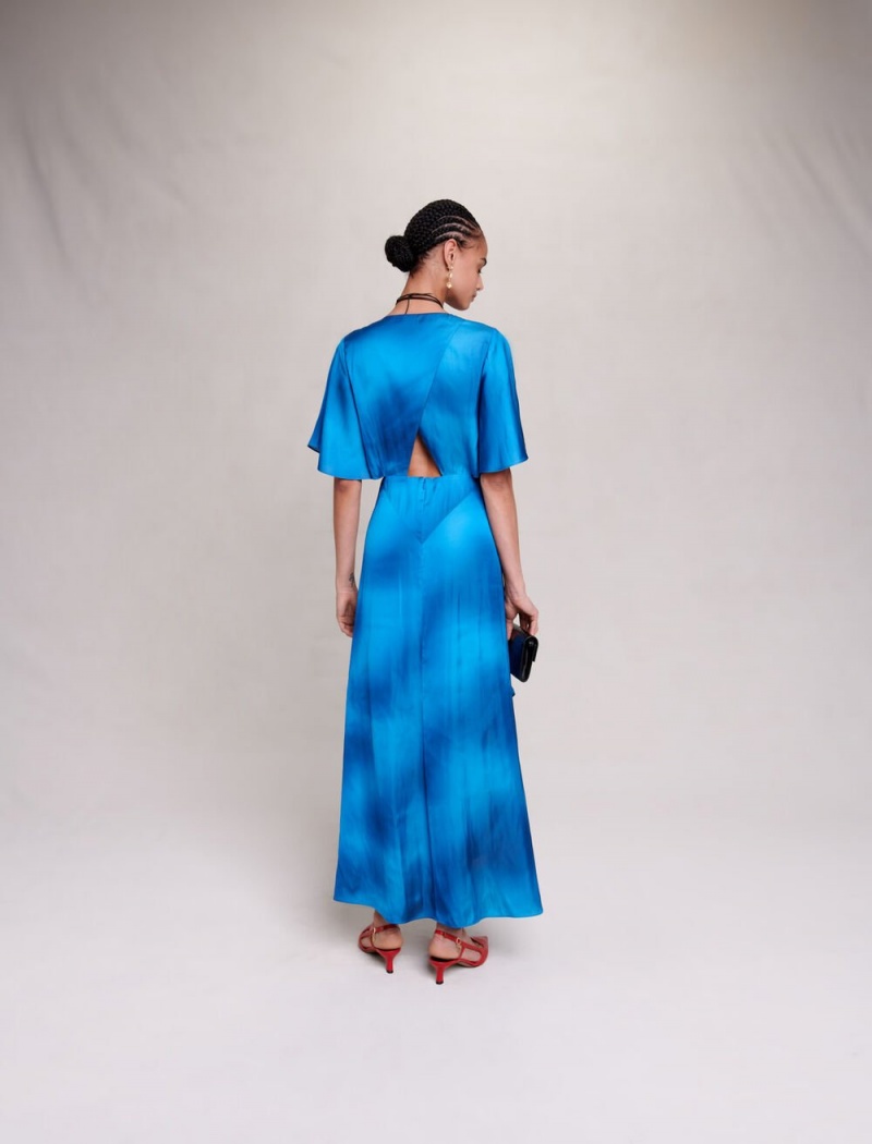 Maje Satin-look Maxi Blå | Norge_M47322