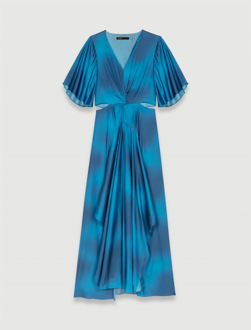 Maje Satin-look Maxi Blå | Norge_M47322