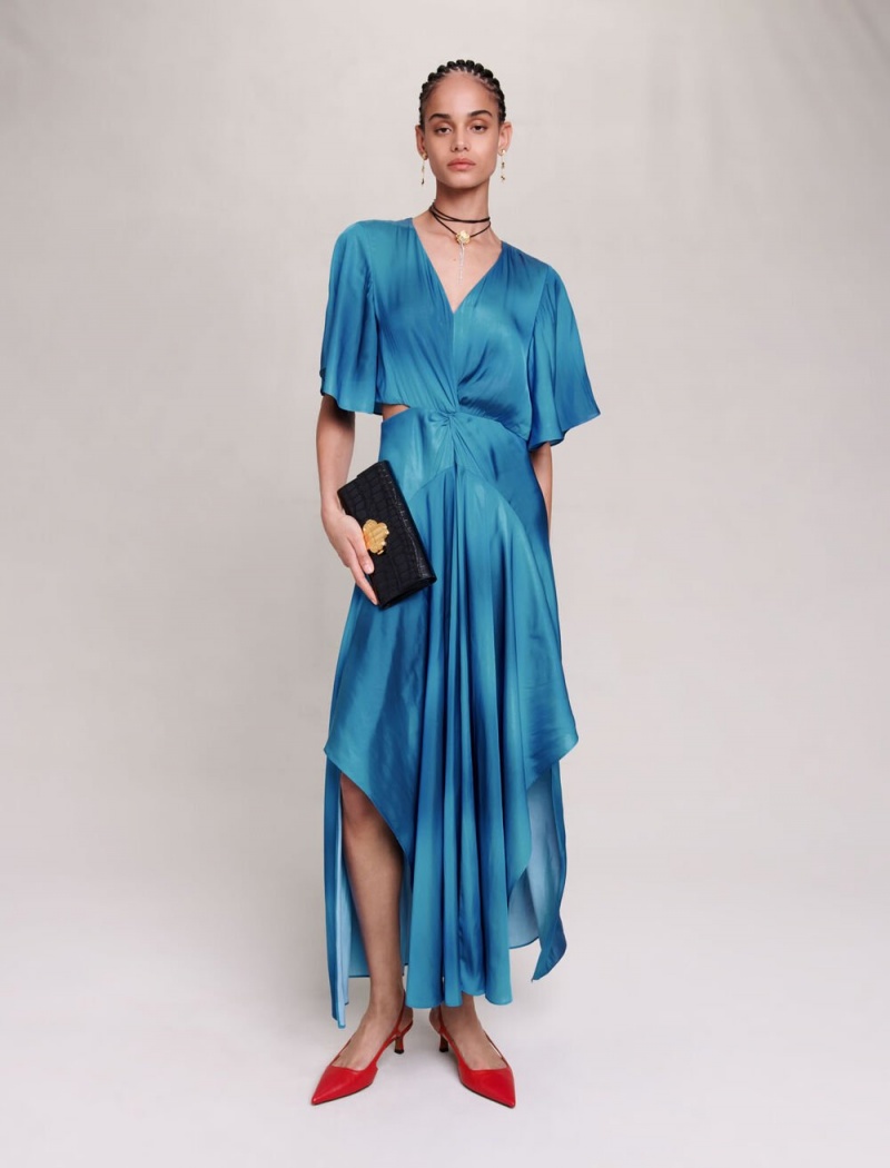 Maje Satin-look Maxi Blå | Norge_M47322