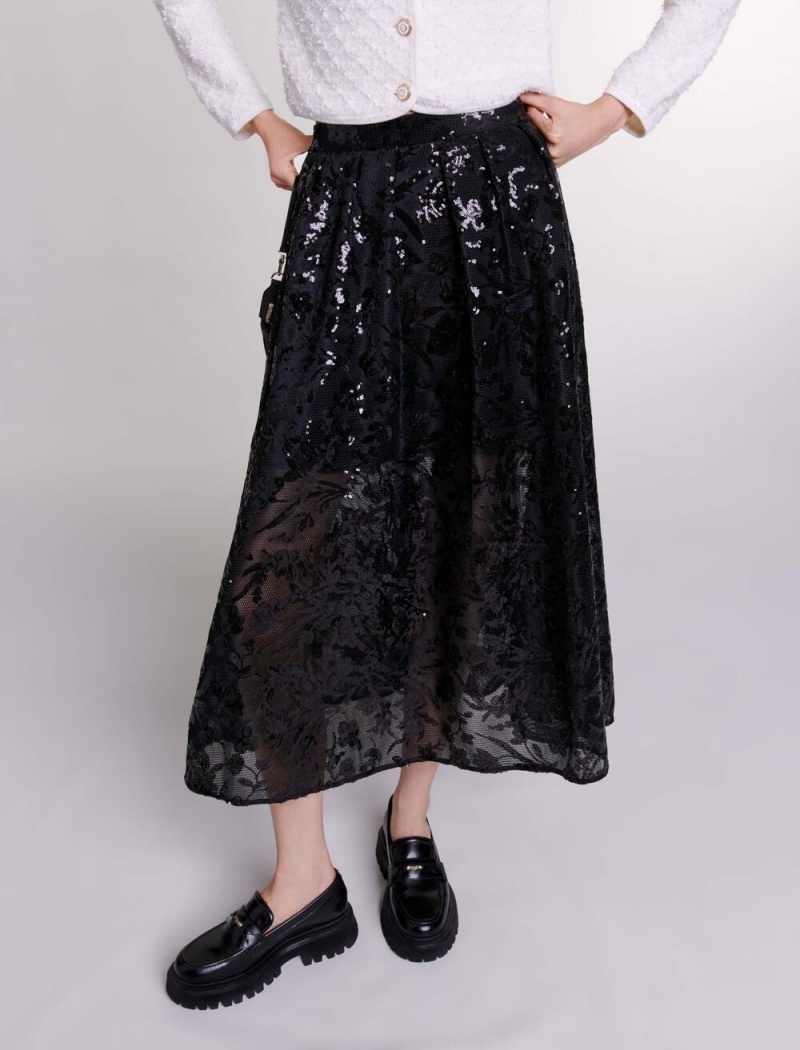 Maje Sequin Maxi Svarte | Norge_M52387