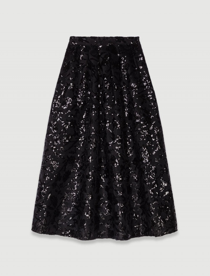 Maje Sequin Maxi Svarte | Norge_M52387