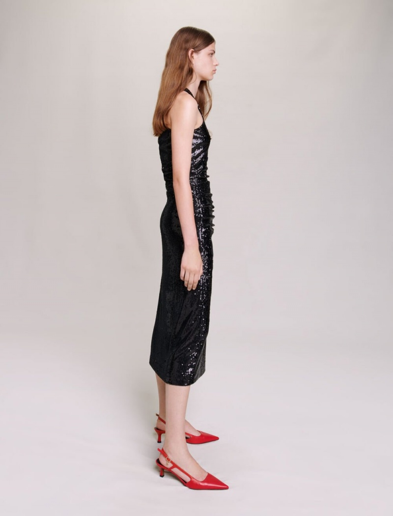 Maje Sequinned Midi Svarte | Norge_M37266